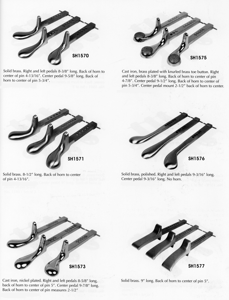 UPRIGHT PIANO PEDALS. Pedals are sold only in full sets of three